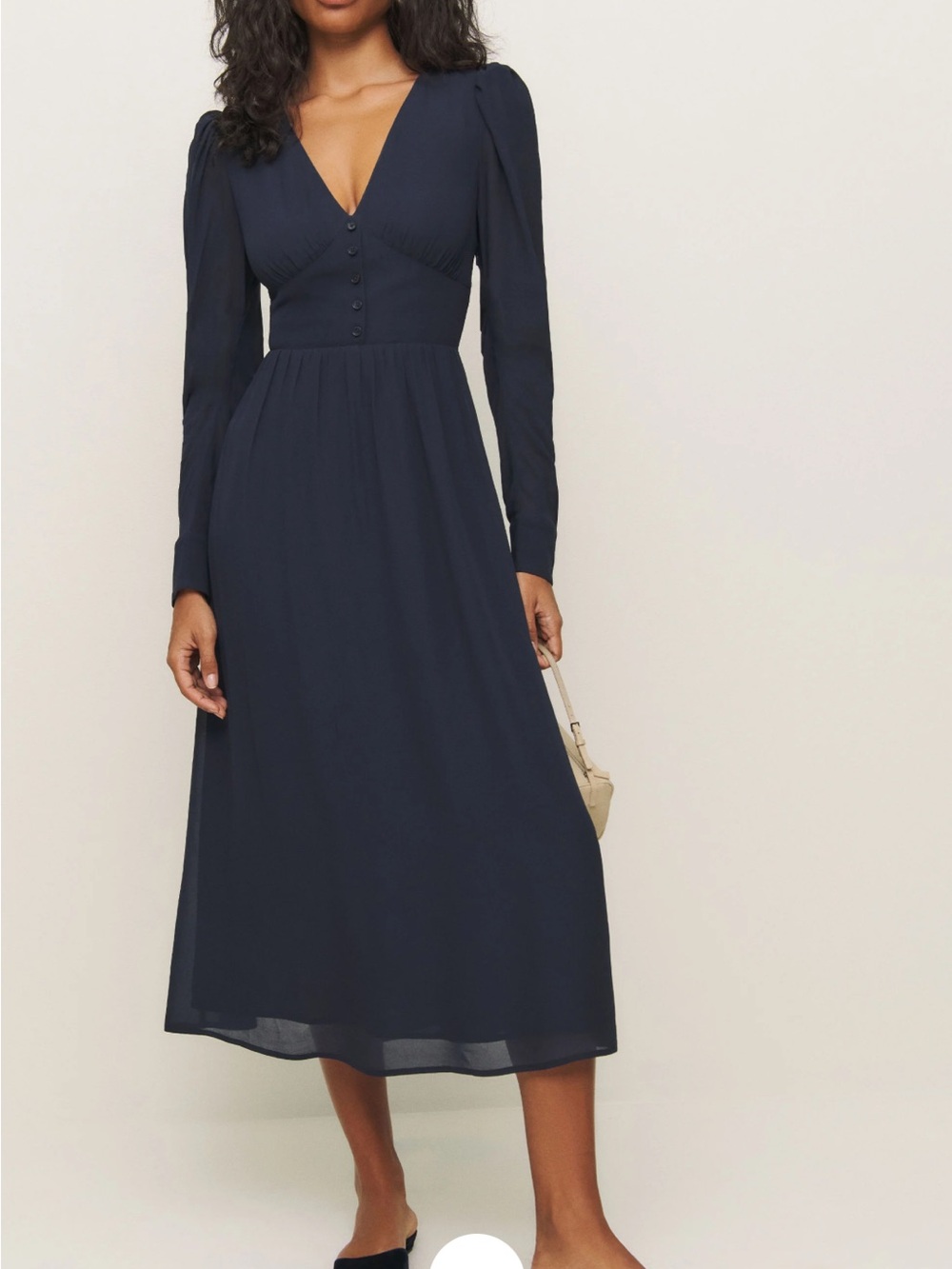 Reformation liara dress V-Neck Midi Dress in Navy NWT SOLD OUT